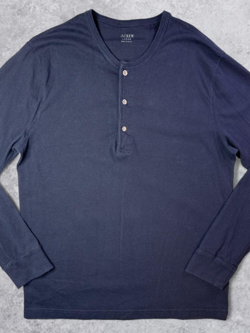 J. Crew Men's Navy Henley Shirt Size Large